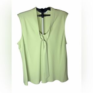 Kasper Sleeveless Light Green Blouse With Tie Front 3X